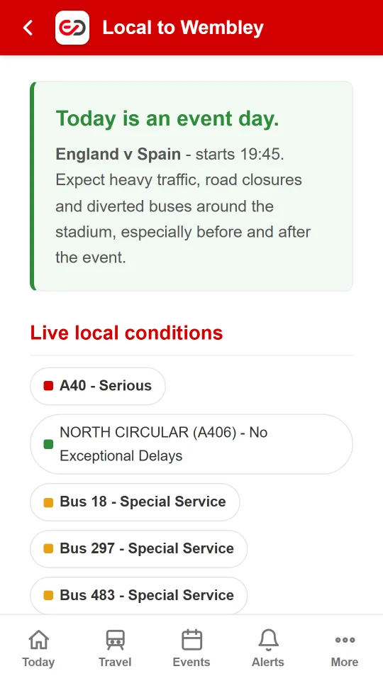Event Days app: Local conditions